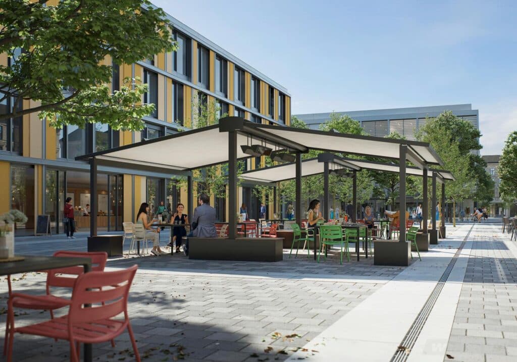 Markisengestell mit Beschwerungskasten