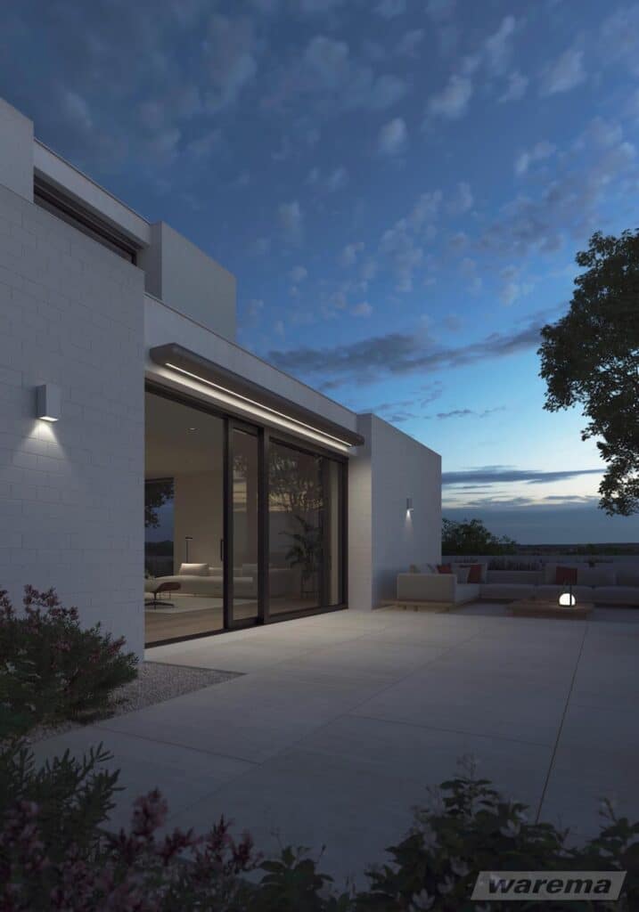 Markise mit Licht an Wand